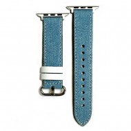 Blue denim contrasting leather smart watch strap
