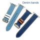Blue denim contrasting leather smart watch strap