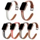 Canvas and leather color-blocked narrow smartwatch strap