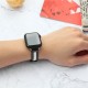 Canvas and leather color-blocked narrow smartwatch strap