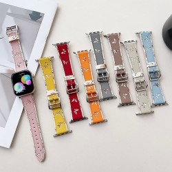 Hollow-out butterfly pattern contrast-colored leather watchband