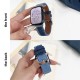 Creative denim patchwork contrast-colored leather watchband