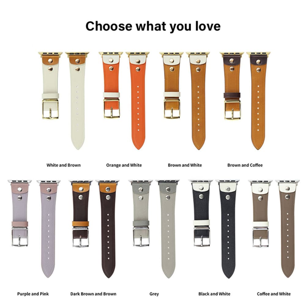 Decorative leather rivet decoration casual leather watch strap