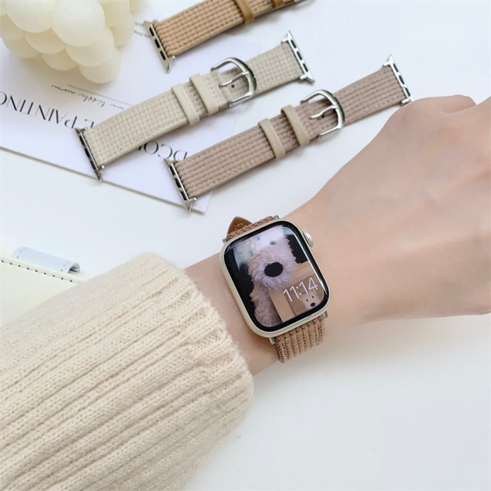 Waffle suede solid color minimalist leather strap