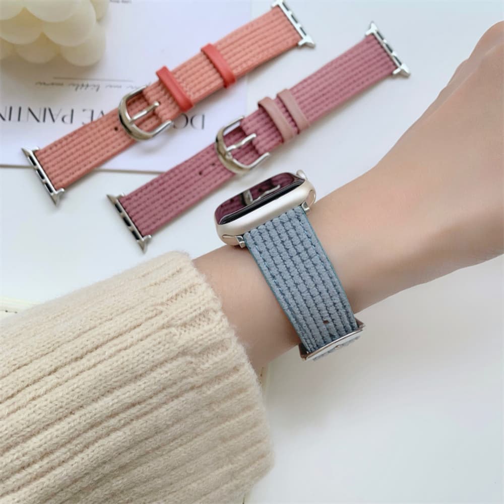 Waffle suede solid color minimalist leather strap