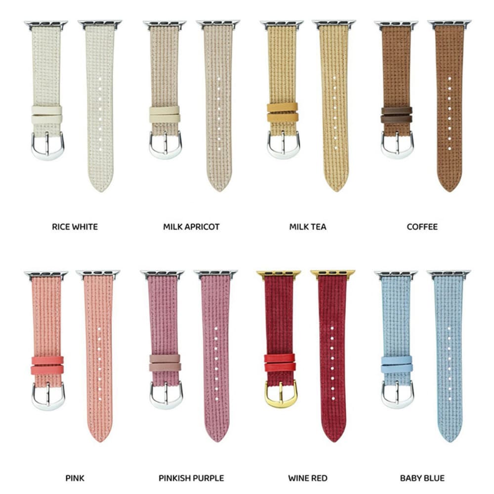 Waffle suede solid color minimalist leather strap