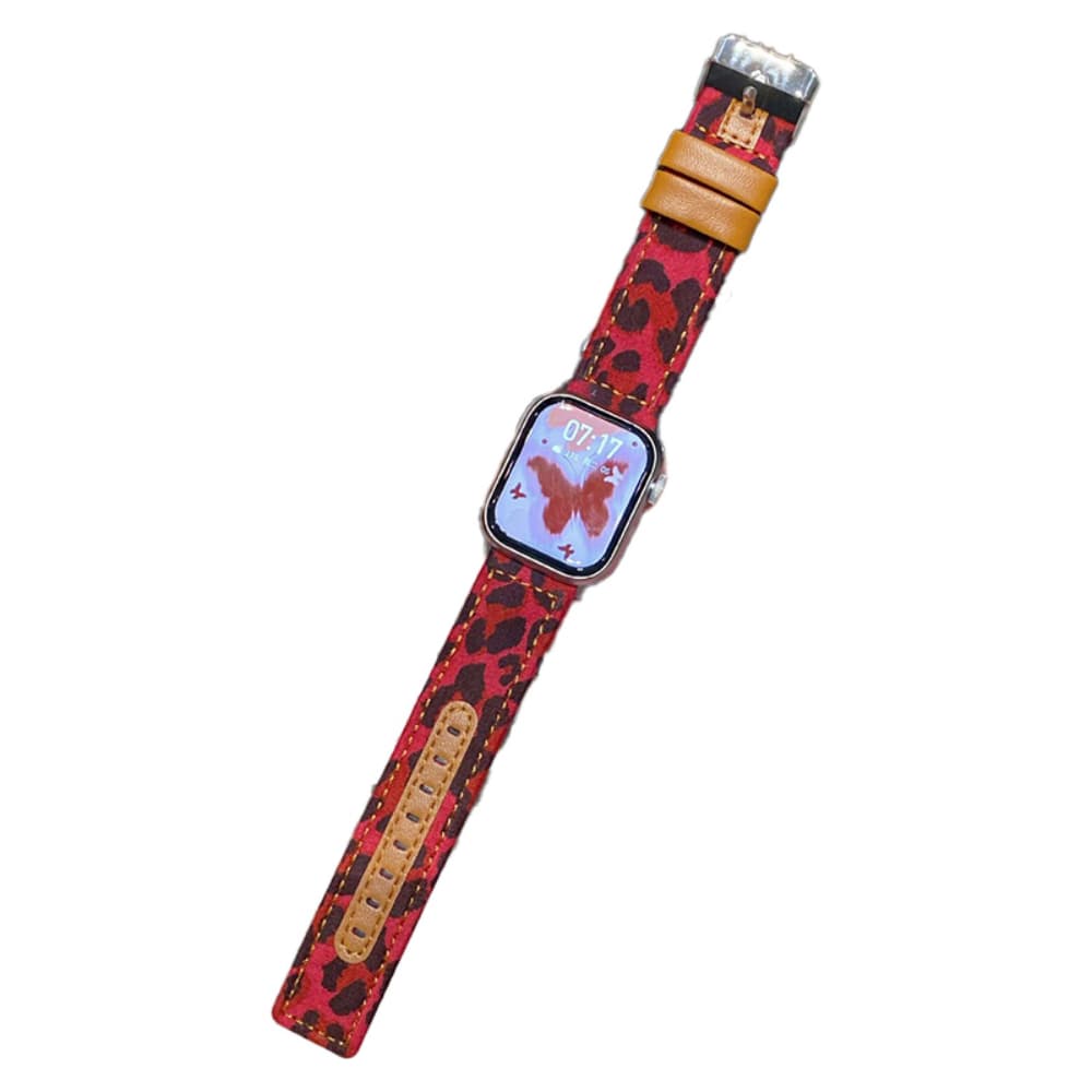 Leopard print spliced leather square corner creative watch strap