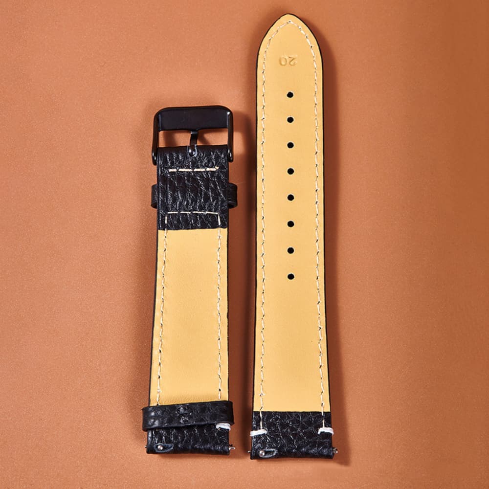 New solid color leather colored stitched watch strap