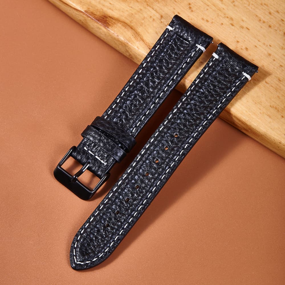 New solid color leather colored stitched watch strap