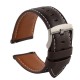 Dark brown leather with white stitching watch strap
