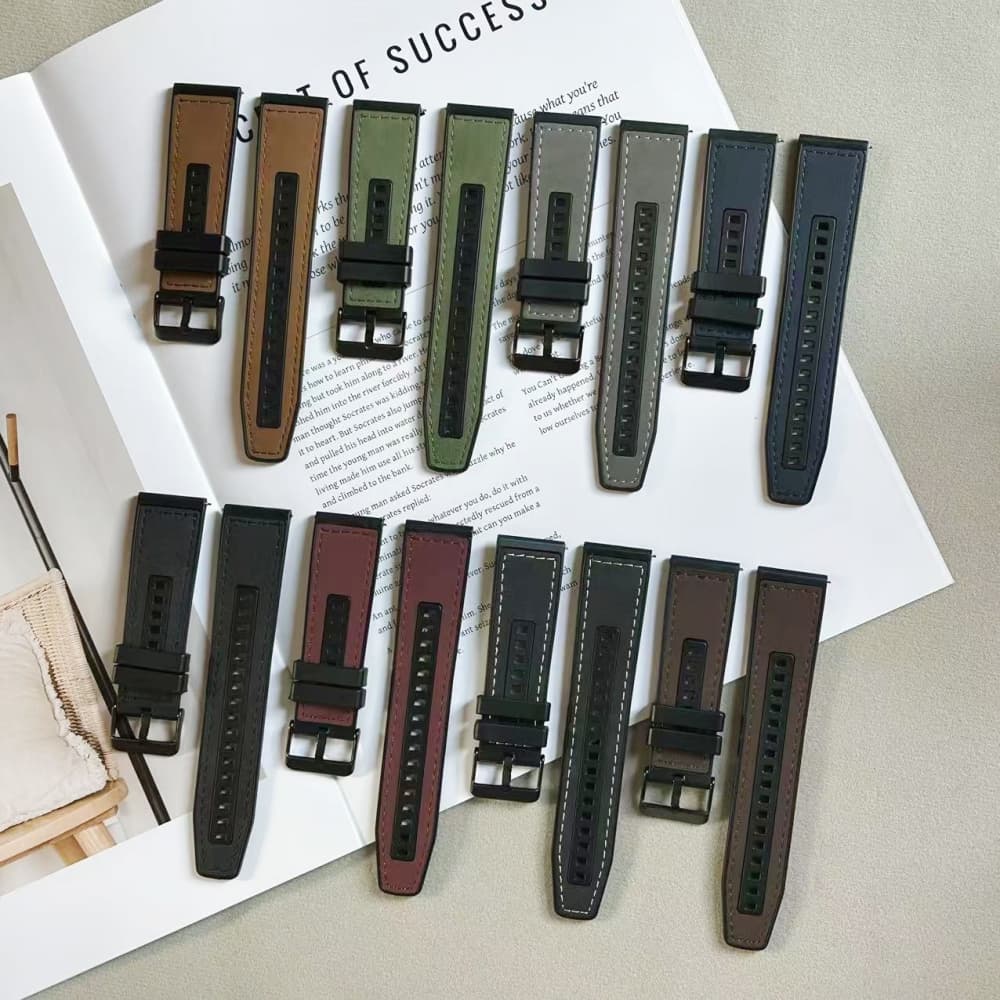 Silicone leather black buckle business watch strap