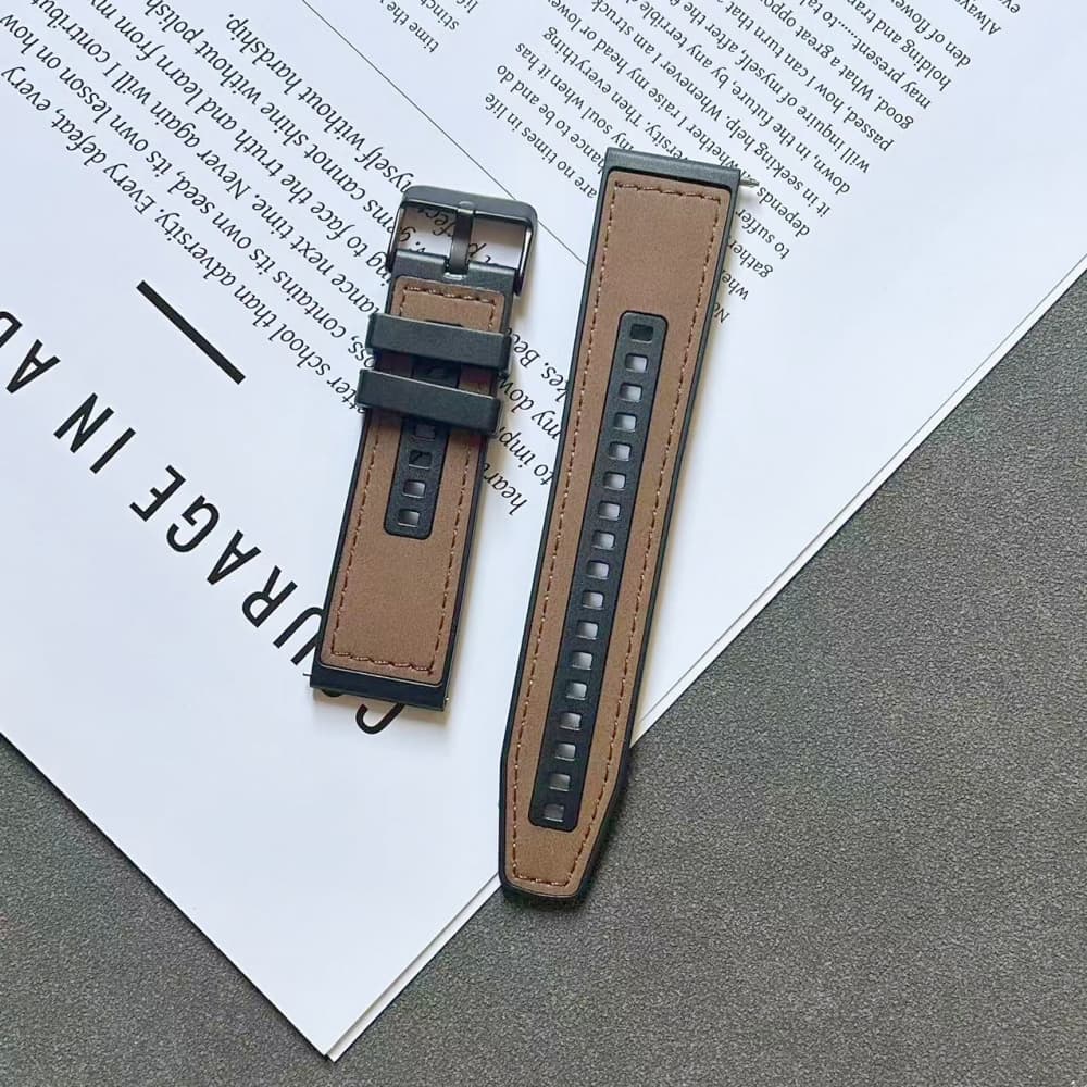 Silicone leather black buckle business watch strap