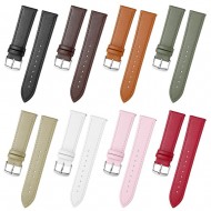 Plain weave needle buckle solid color leather minimalist watch strap