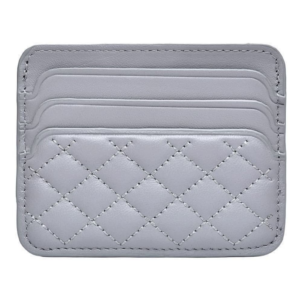 7-card portable faux leather card holder with diamond pattern