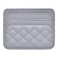7-card portable faux leather card holder with diamond pattern