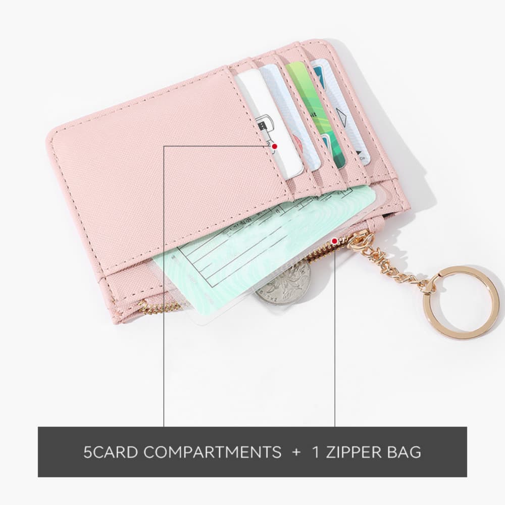 Zipper change slot multiple card slots solid color portable card bag