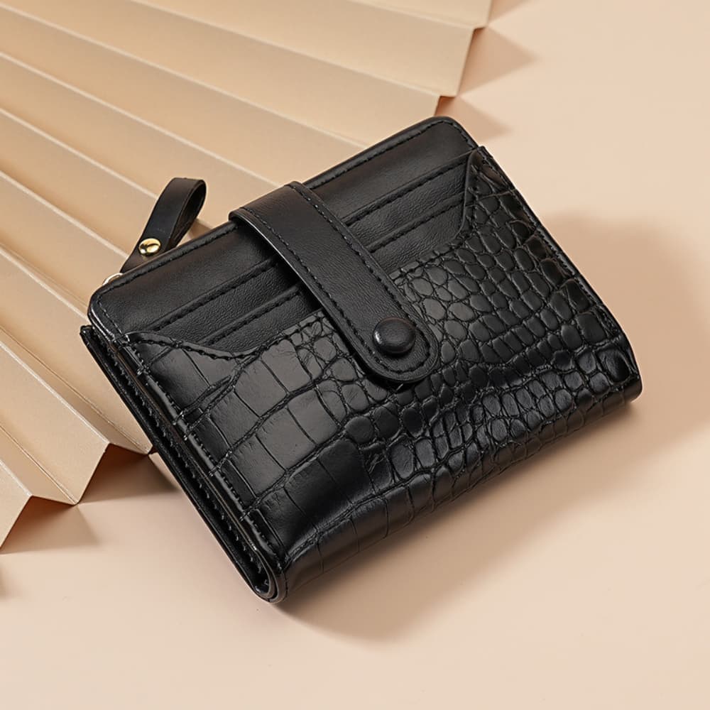 Crocodile Pattern Side Zipper Wallet Style Artificial Leather Card Bag