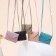 Crossbody envelope shaped solid color leather card bag
