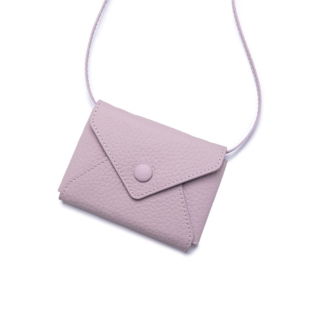 Crossbody envelope shaped solid color leather card bag