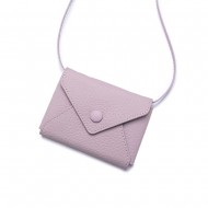 Crossbody envelope shaped solid color leather card bag