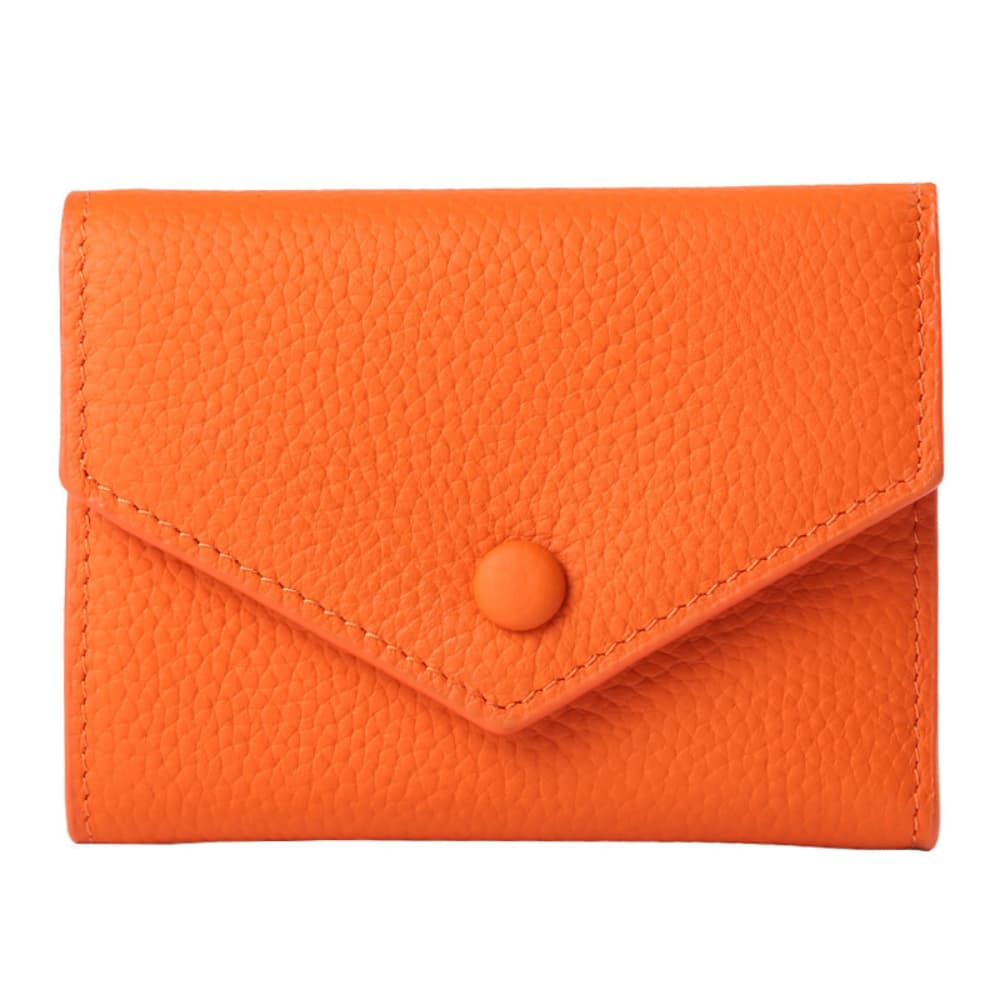 Three fold envelope shaped multi slot solid color leather card bag