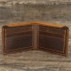 Dark brown full leather folding wallet card bag