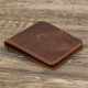 Dark brown full leather folding wallet card bag