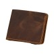 Dark brown full leather folding wallet card bag