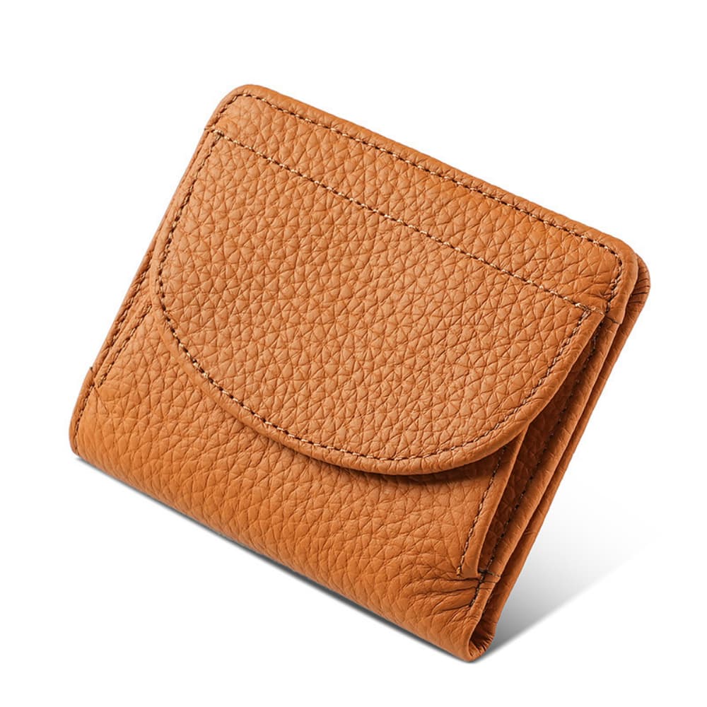 Folding solid color artificial leather card bag with loose change coin bag