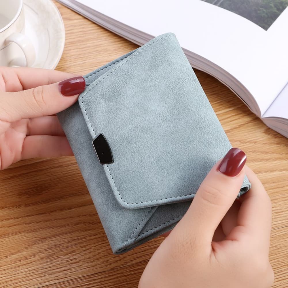 Velvet surface three fold multi card slot card bag