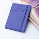 Portable ultra-thin multi slot solid color leather card bag
