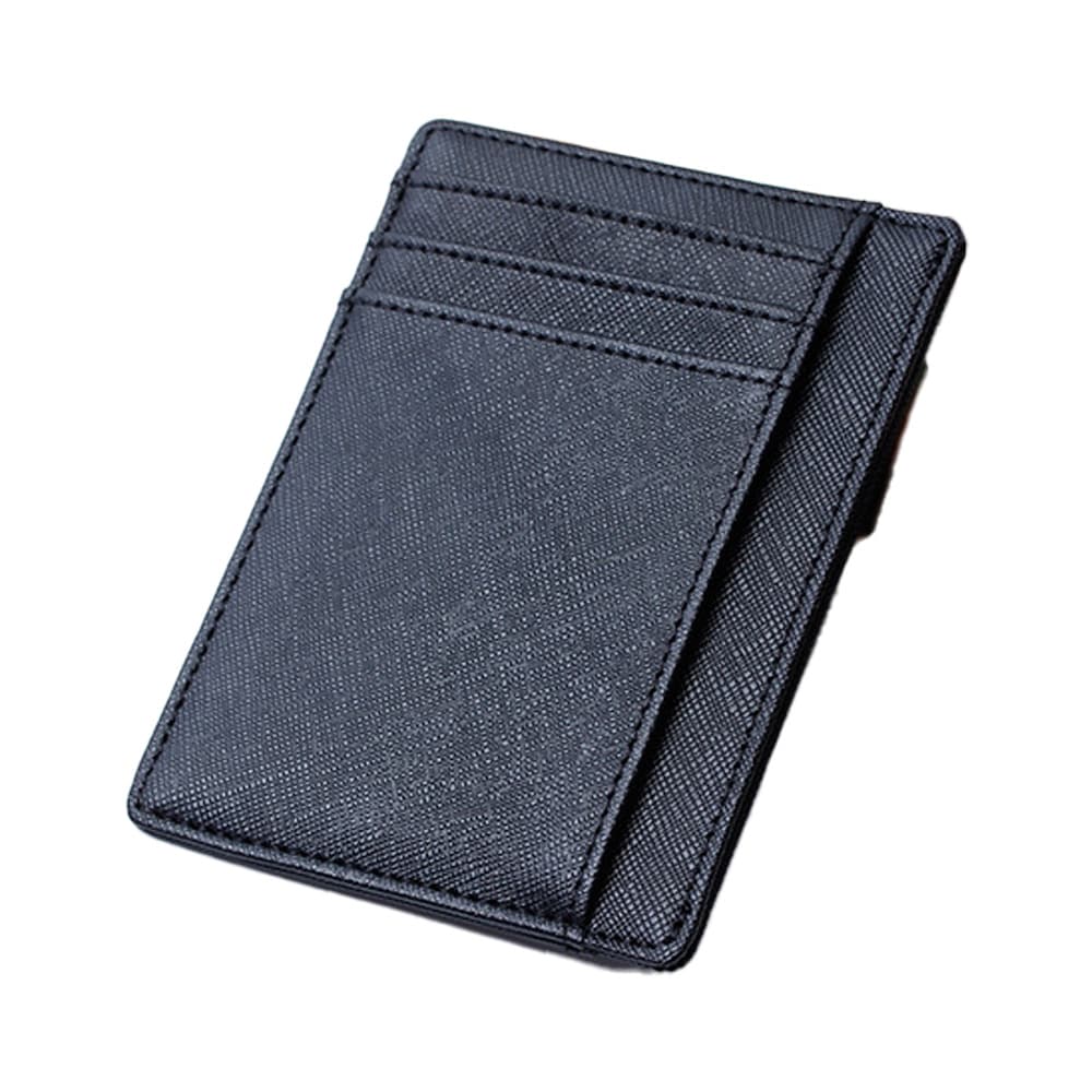 Portable ultra-thin multi slot solid color leather card bag