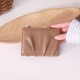 Fold shaped solid color leather folding card bag