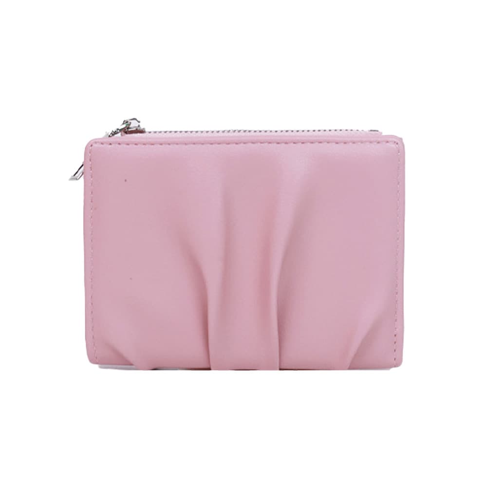 Fold shaped solid color leather folding card bag