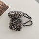 Black leopard print soft silicone buckle headphone case