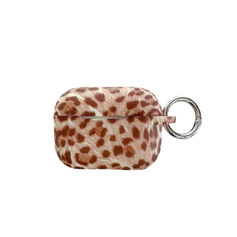Brown leopard print soft silicone buckle headphone case