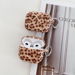 Brown leopard print soft silicone buckle headphone case