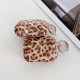 Brown leopard print soft silicone buckle headphone case