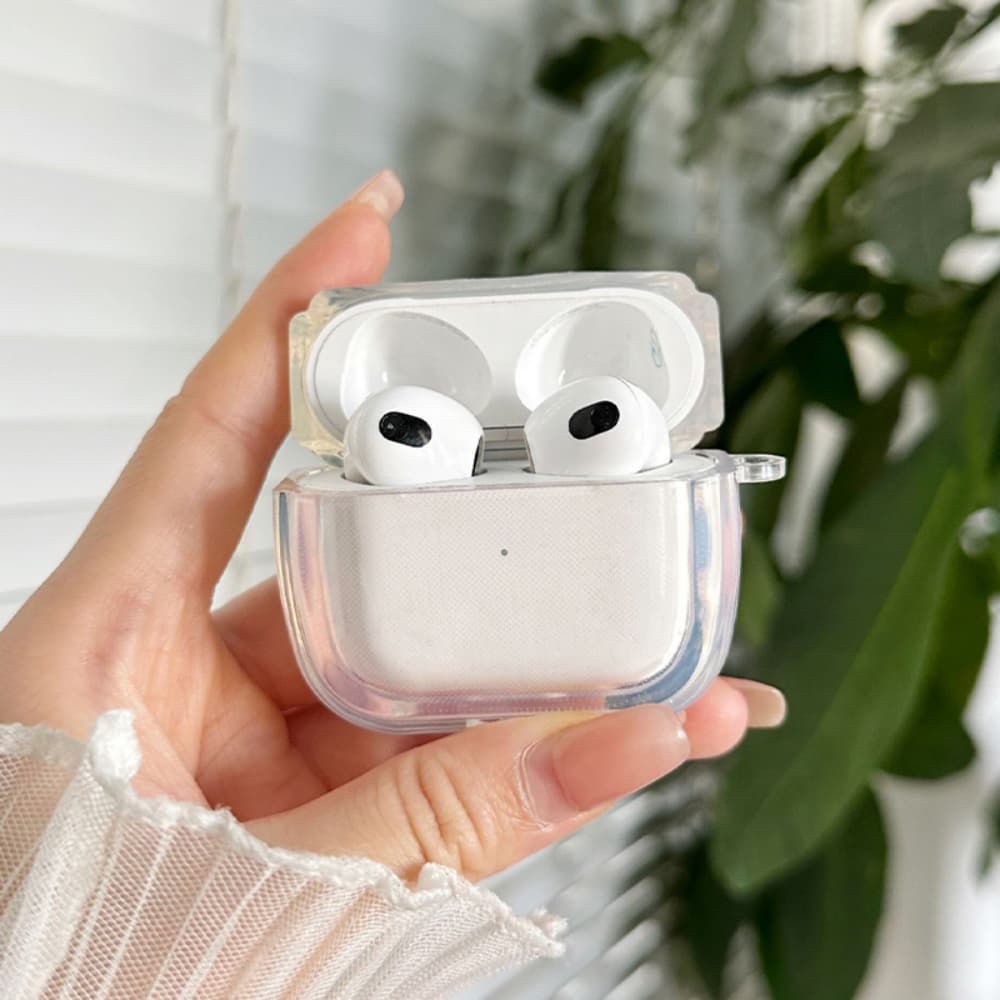 Thick transparent TPU anti drop buckle wireless headphone case