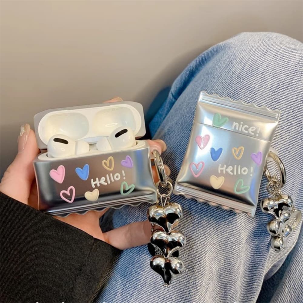 Electroplated colored heart-shaped candy packaging shape headphone case