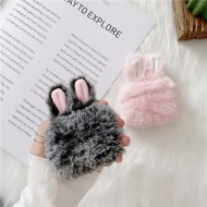Cute plush rabbit ear winter anti drop earphone case