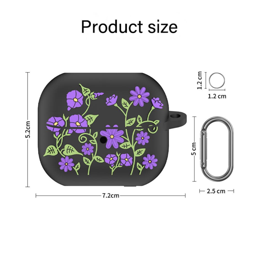 Violet flower pattern solid color soft silicone earphone case