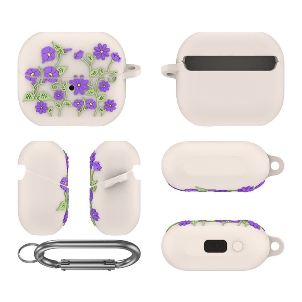 Violet flower pattern solid color soft silicone earphone case