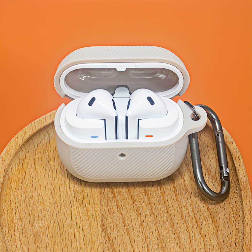 Solid color soft silicone anti slip buckle headphone case with diagonal pattern