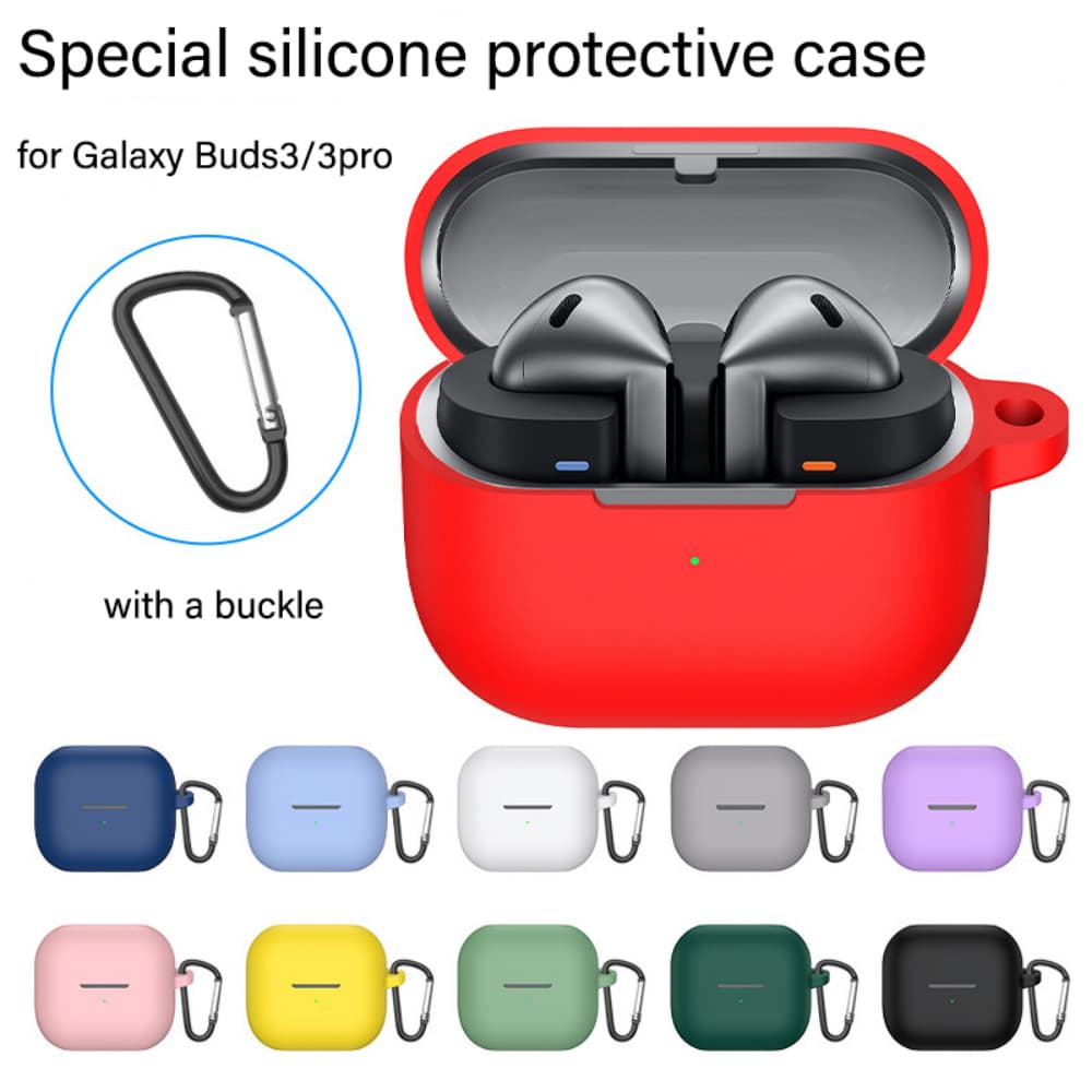 Solid color soft silicone anti slip & anti drop buckle headphone case