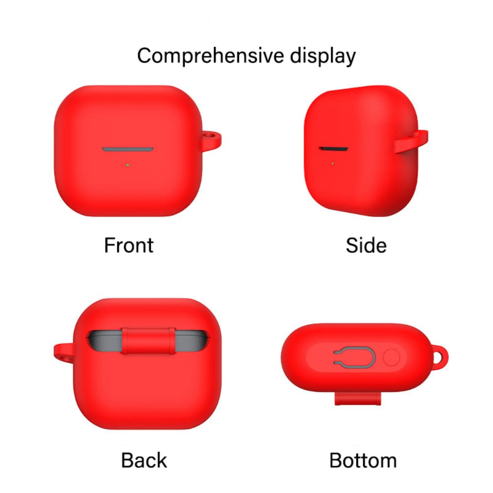 Solid color soft silicone anti slip & anti drop buckle headphone case