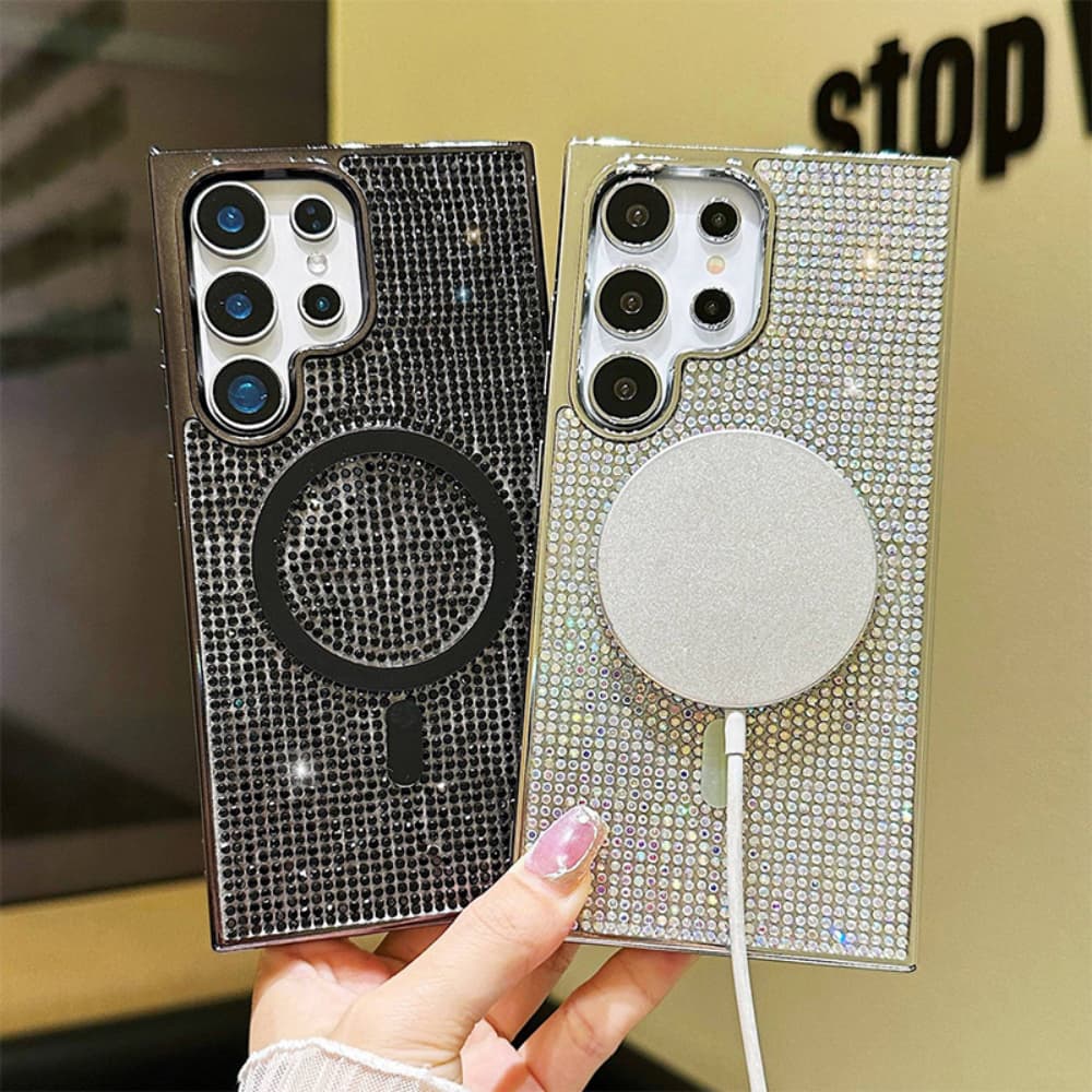 Flash Diamond Magnetic Plating Phone Case