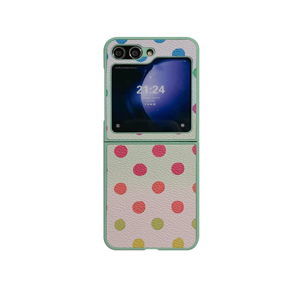 Cute colored polka dot heart-shaped pattern folding phone case