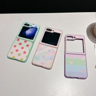 Cute colored polka dot heart-shaped pattern folding phone case