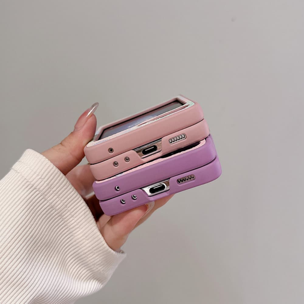 Cute colored polka dot heart-shaped pattern folding phone case